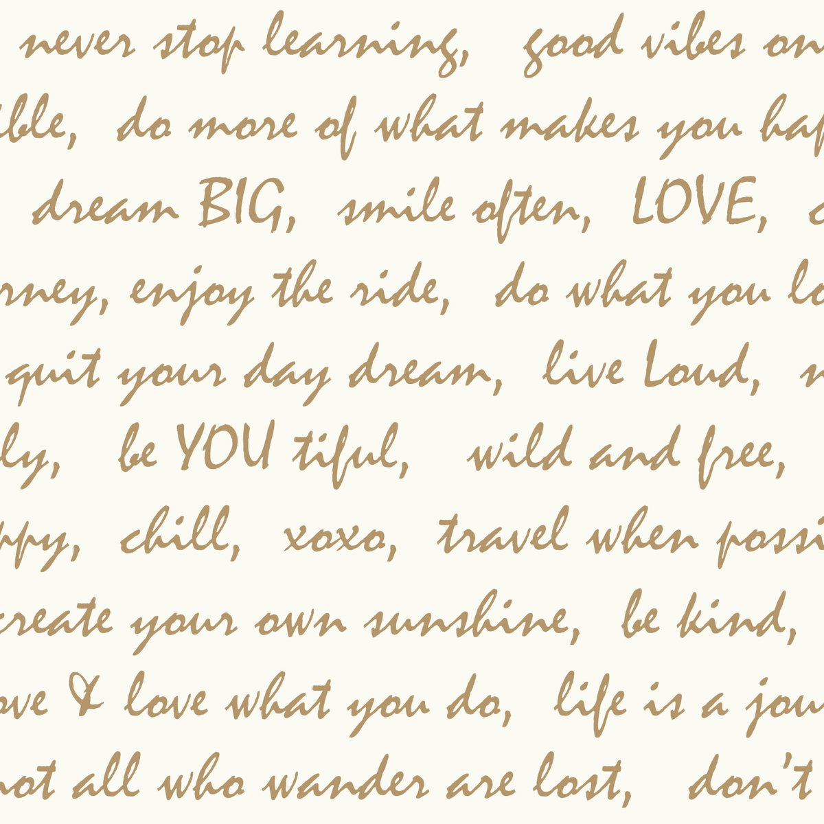 Dream Big Script Gold Peel & Stick Wallpaper, by York Wall, 16'6" length x 1'8.5" width x 0.02" depth