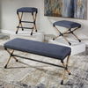 Firth Small Navy Fabric Bench, Furniture by Uttermost, 23.75" width x 20.25" height x 16.75" depth thumbnail 7