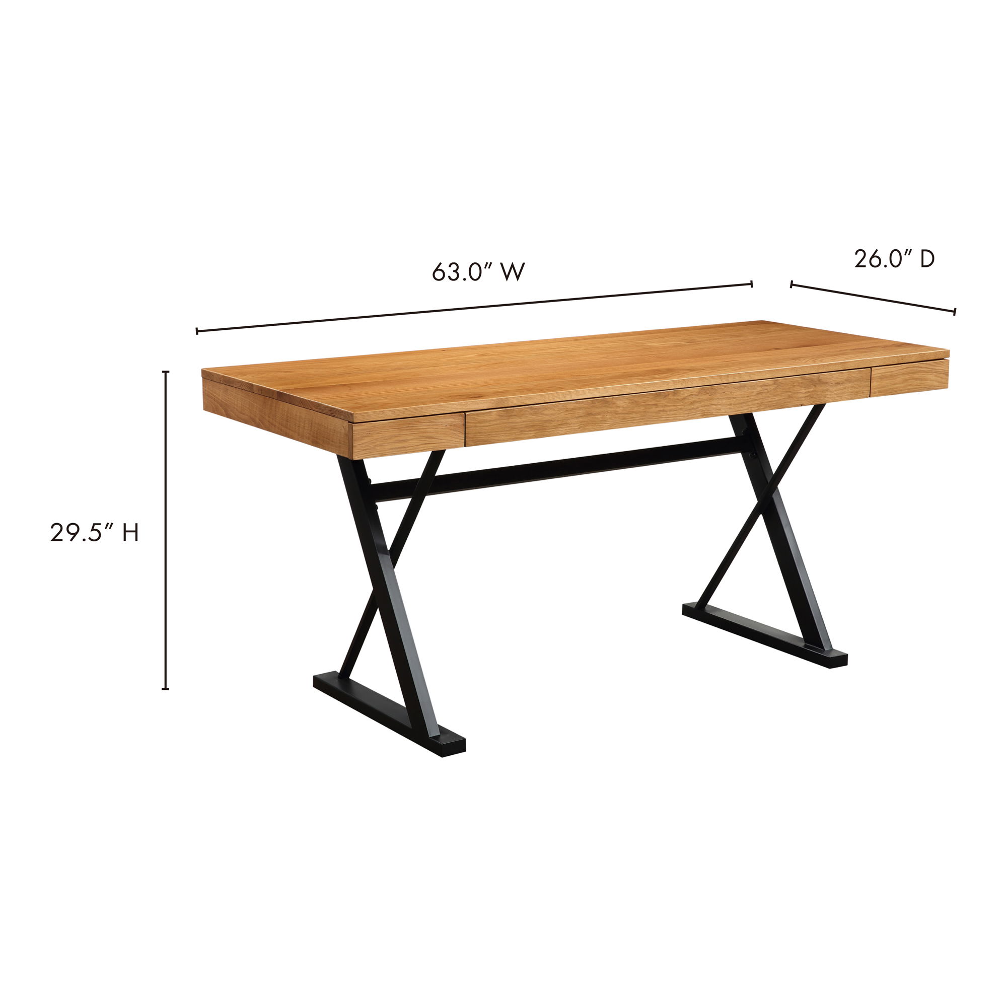 Profecto Desk Natural Oak, by Moe's Home, 63" width x 29.5" height x 26" depth View 11
