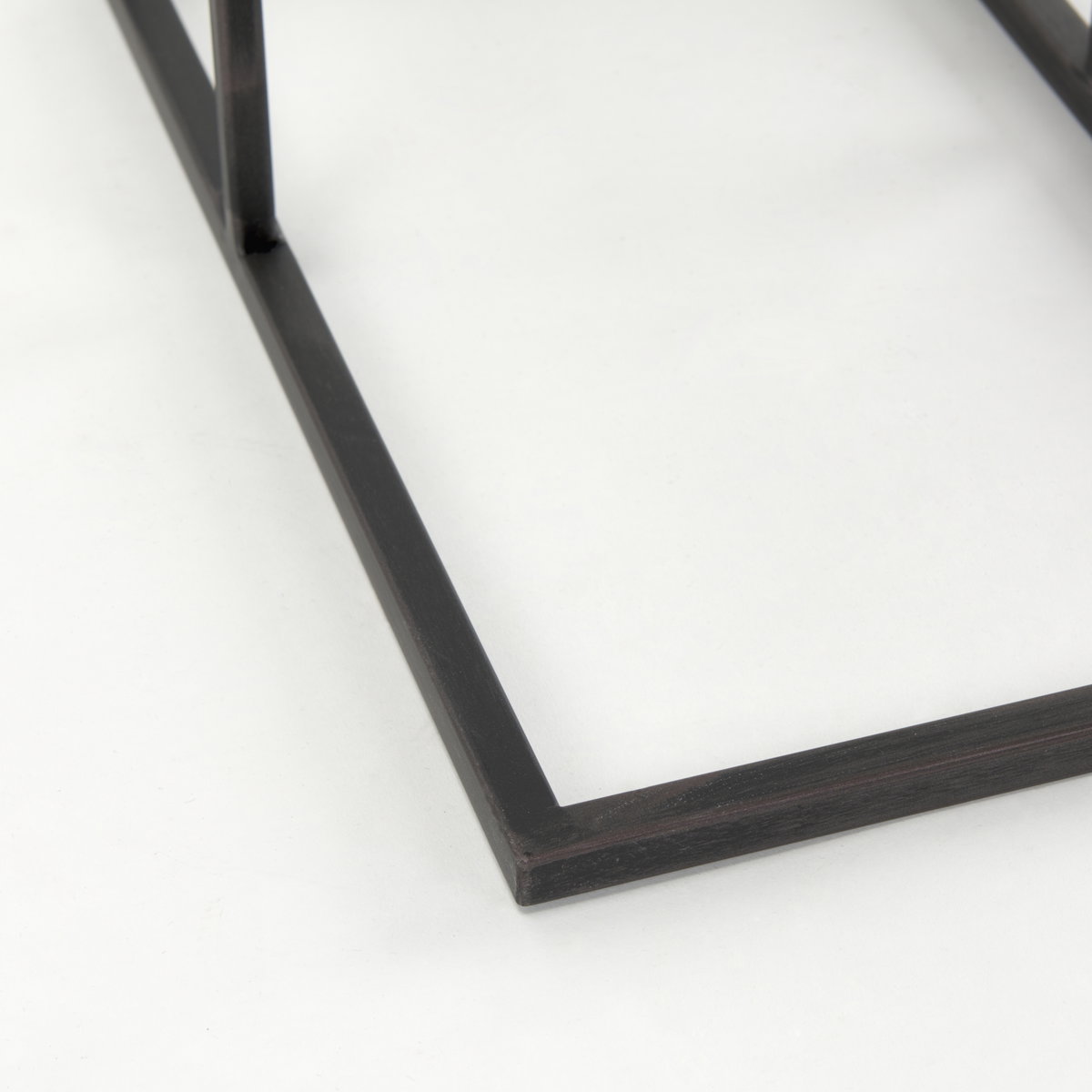 Ronin 25'H Rectangle 2-Tier Wood with Black Metal Accent Table, Side & End Table by Mercana, 18.5" length x 11.42" width x 25.2" height View 9