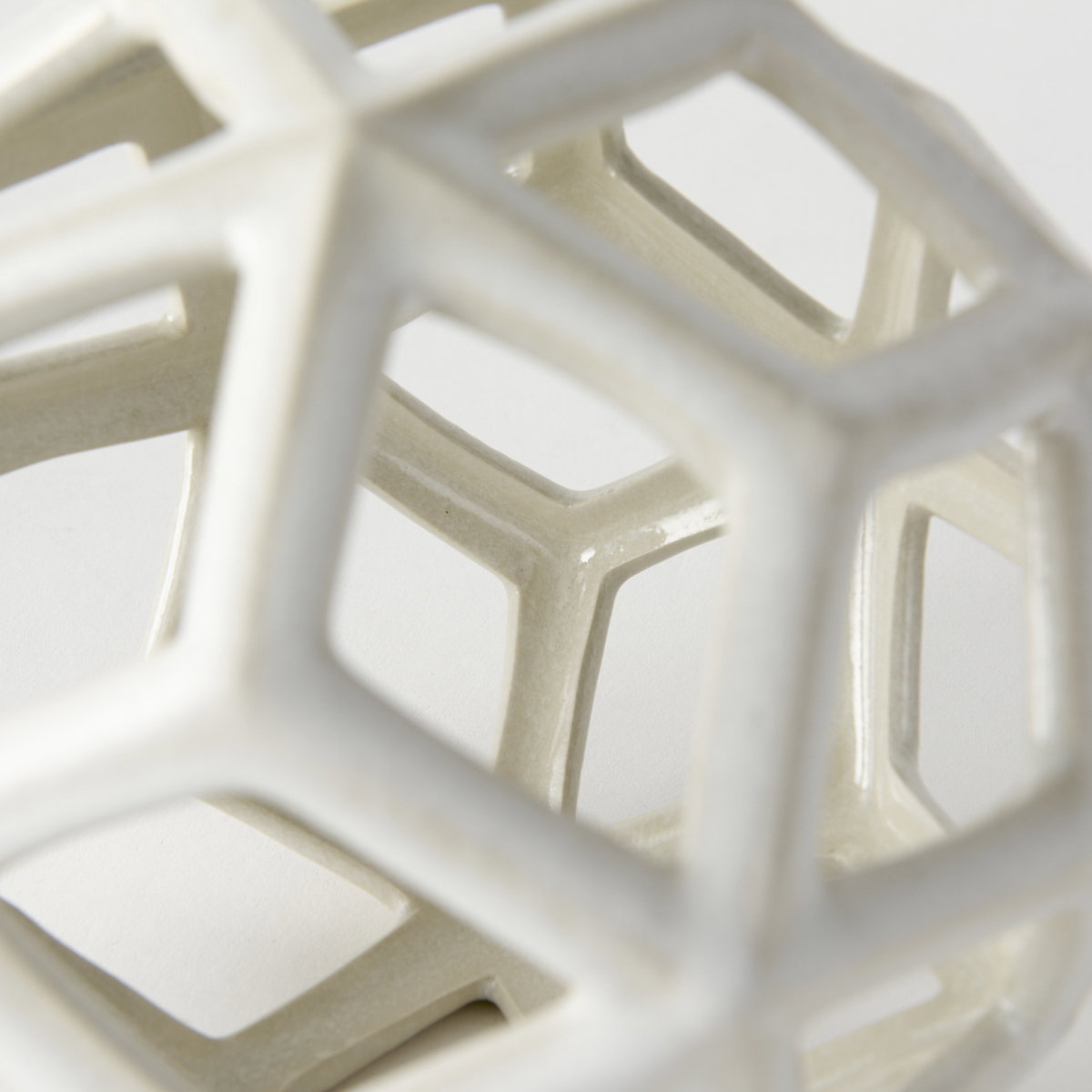 Geom  White Ceramic Geometric  Object, Decorative Object by Mercana, 7.09" length x 7.09" width x 7.09" height View 6