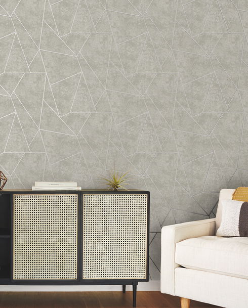 Nazca Light Grey & Silver Wallpaper
