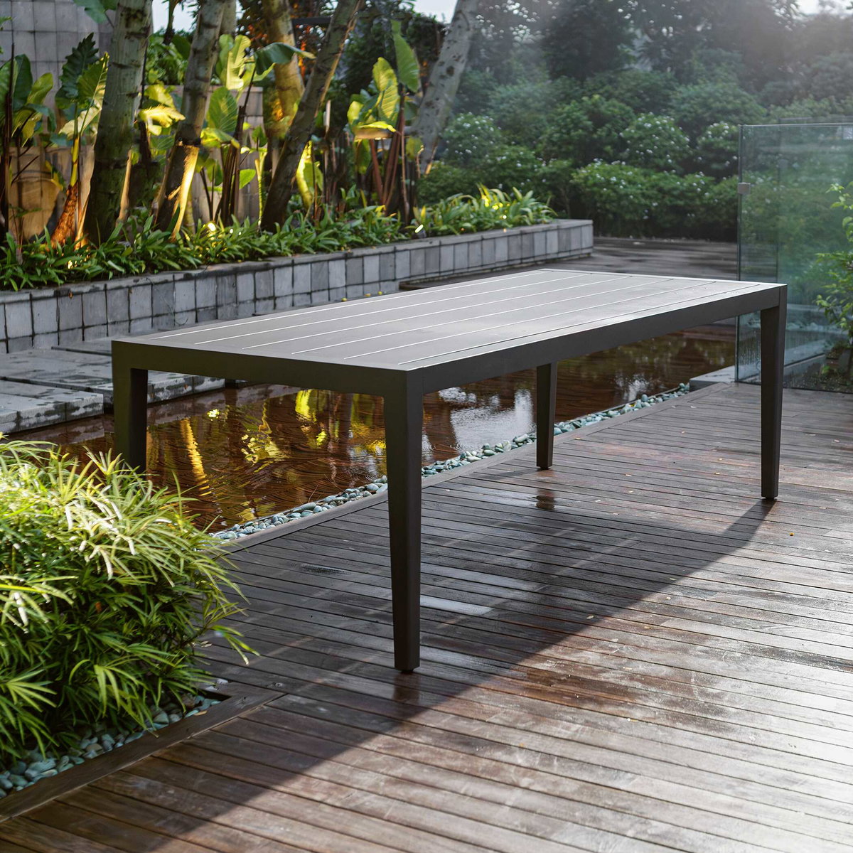 Polanco Outdoor Aluminum Dining Table, Outdoor Table by Uttermost, 7'8" width x 2'5.75" height x 3'2.6" depth View 5