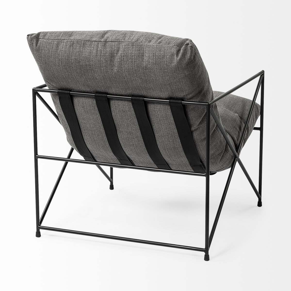 Leonidas 28.5L x 29.5W x 34.0H  Grey Fabric Wrap Black Metal Frame Accent Chair, by Mercana, 28.74" length x 29.92" width x 24.02" height View 10