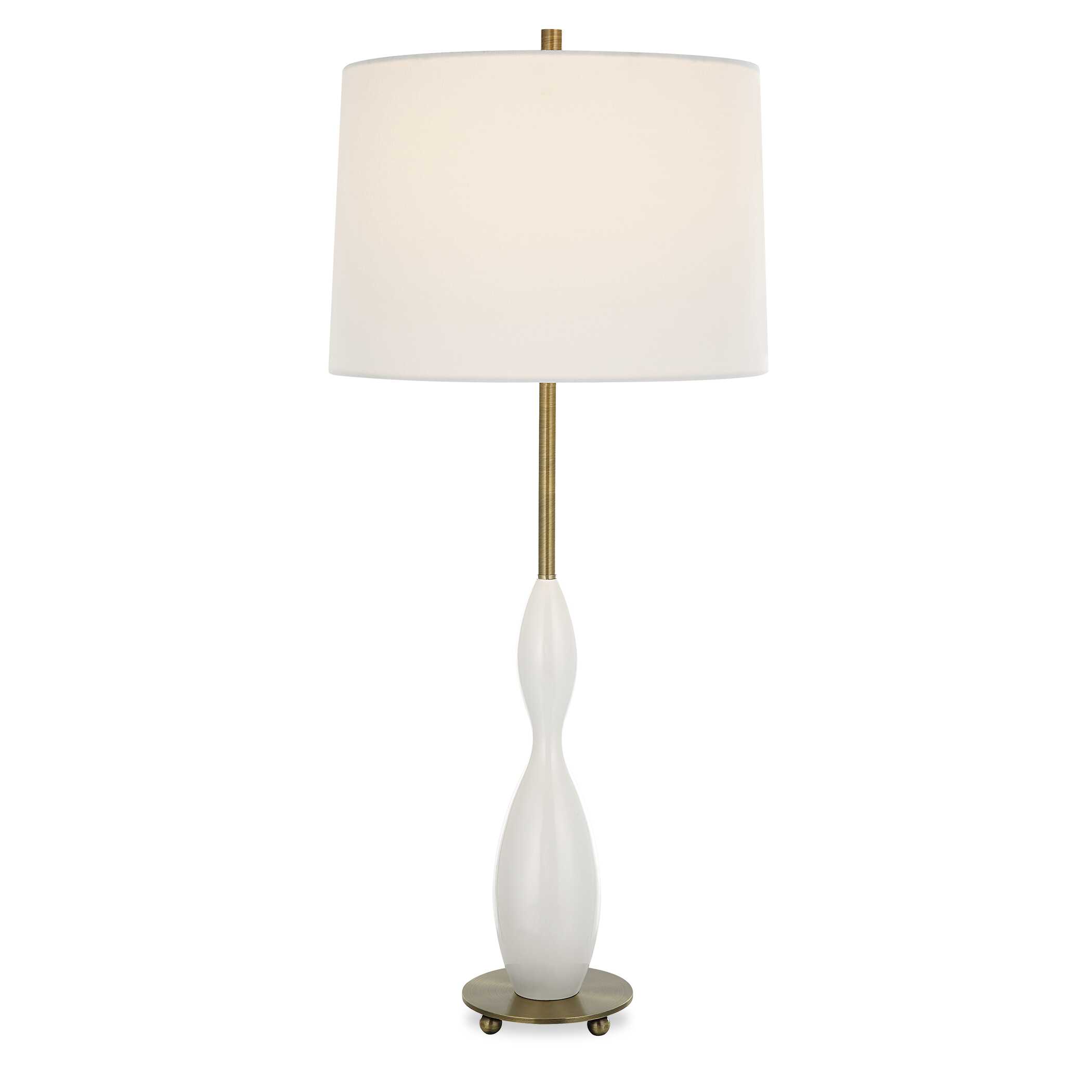 Annora Glossy White Table Lamp, by Uttermost, 15" width x 34" height x 15" depth View 1