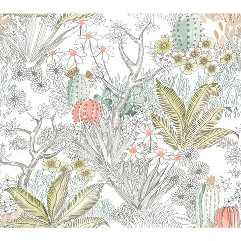 Flowering Desert Grey Peel & Stick Wallpaper