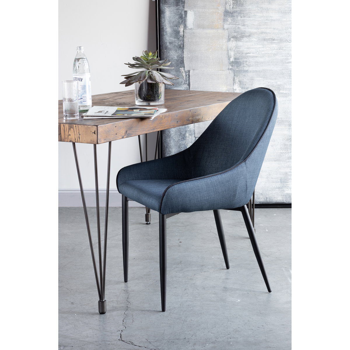 Lapis Dining Chair Dark Blue - Set Of Two, by Moe's Home, 21.5" width x 33.5" height x 24" depth View 10