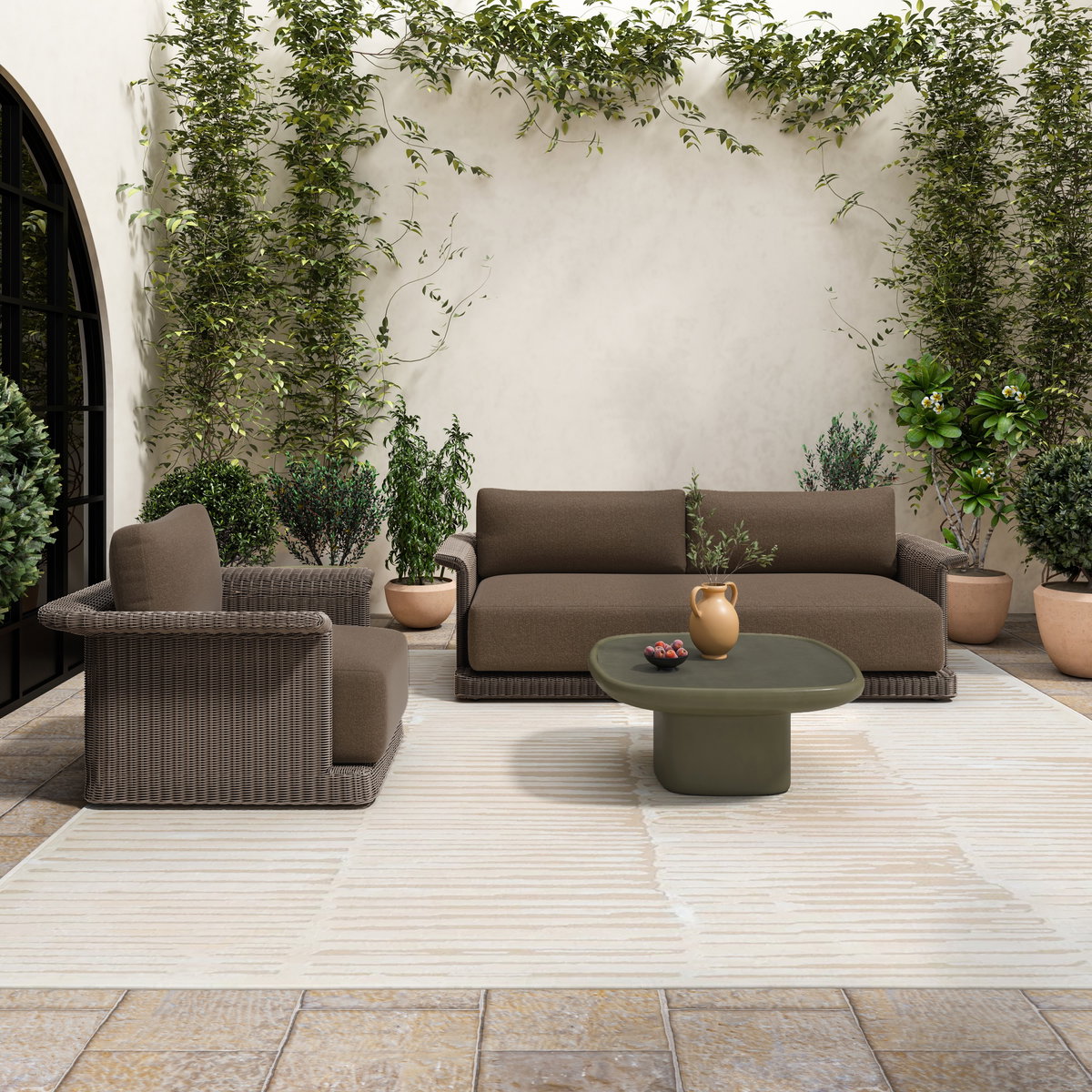 Manon Outdoor Coffee Table Deep Green, Outdoor Table by Moe's Home, 2'11" width x 1'3.5" height x 2'11" depth View 5
