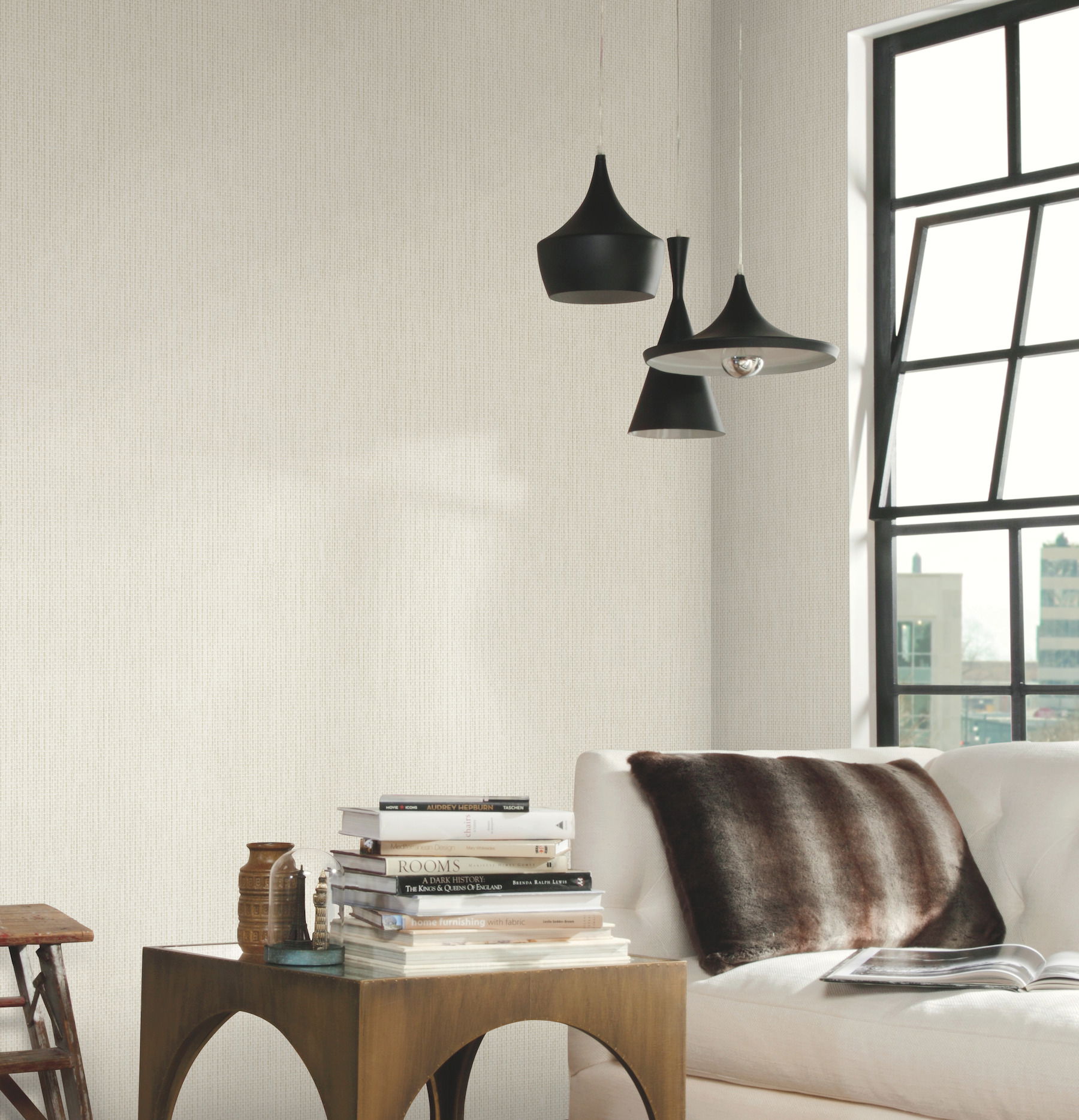 Petite Metro Tile White Wallpaper large image 