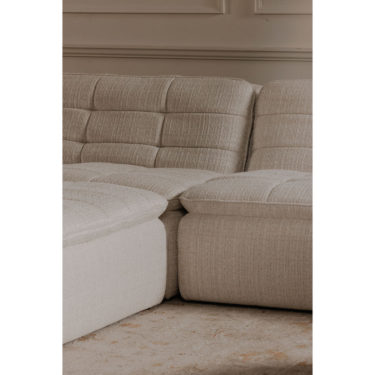 Lino Ottoman Textured Oat, by Moe's Home, 42.5" width x 17.7" height x 43.3" depth View 6