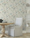 Dream Blossom Taupe & Aqua Wallpaper thumbnail 2