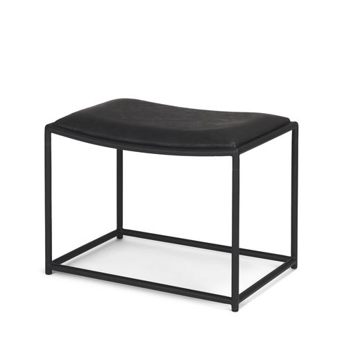 Taniel Black Leather with Black Metal Stool