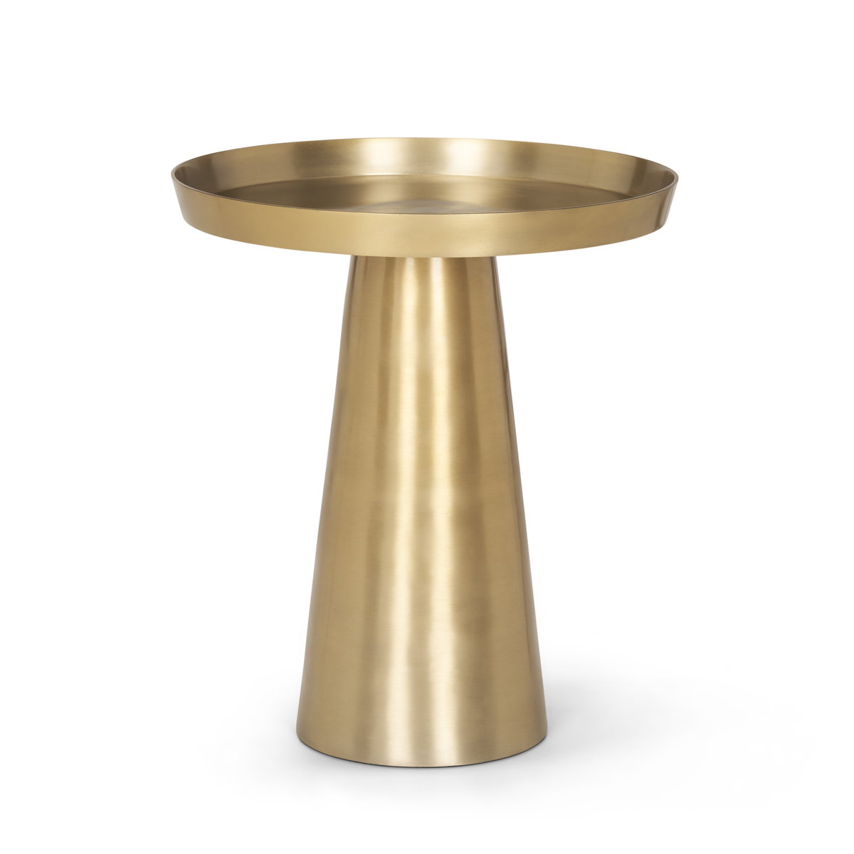 Roland Satin Brass Cast Aluminum Metal Accent Table, Side & End Table by Mercana, 18" length x 18" width x 20.75" height View 1