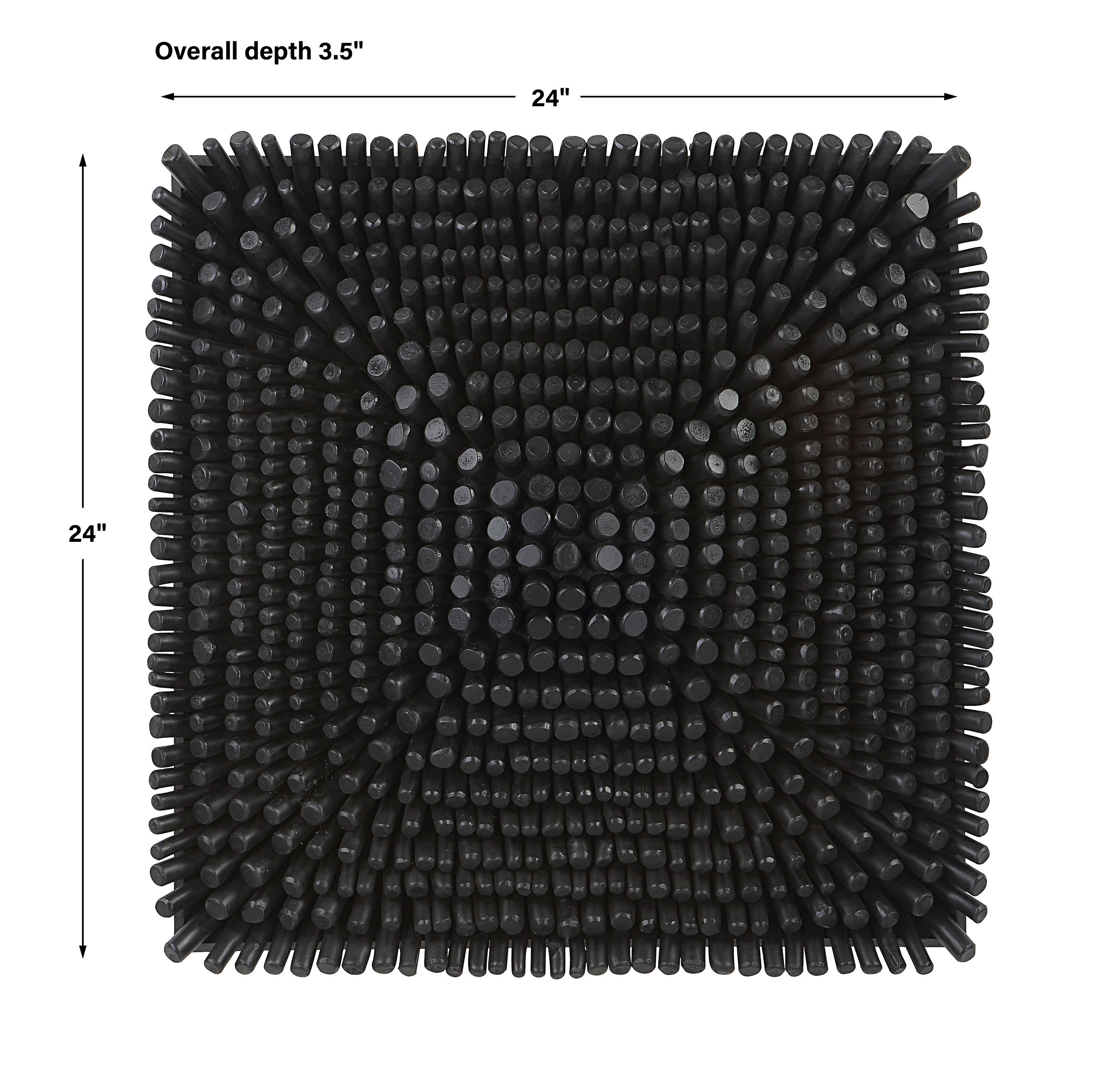 Portside Black Wood Wall Panel, Sculptural Wall Art by Uttermost, 24" width x 24" height x 3.5" depth View 3