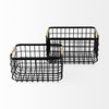 Marius 20.9L x 15.2W x 12.2 Set of Two Matte Black Metal with Rope Trim Rectangular Baskets thumbnail 1