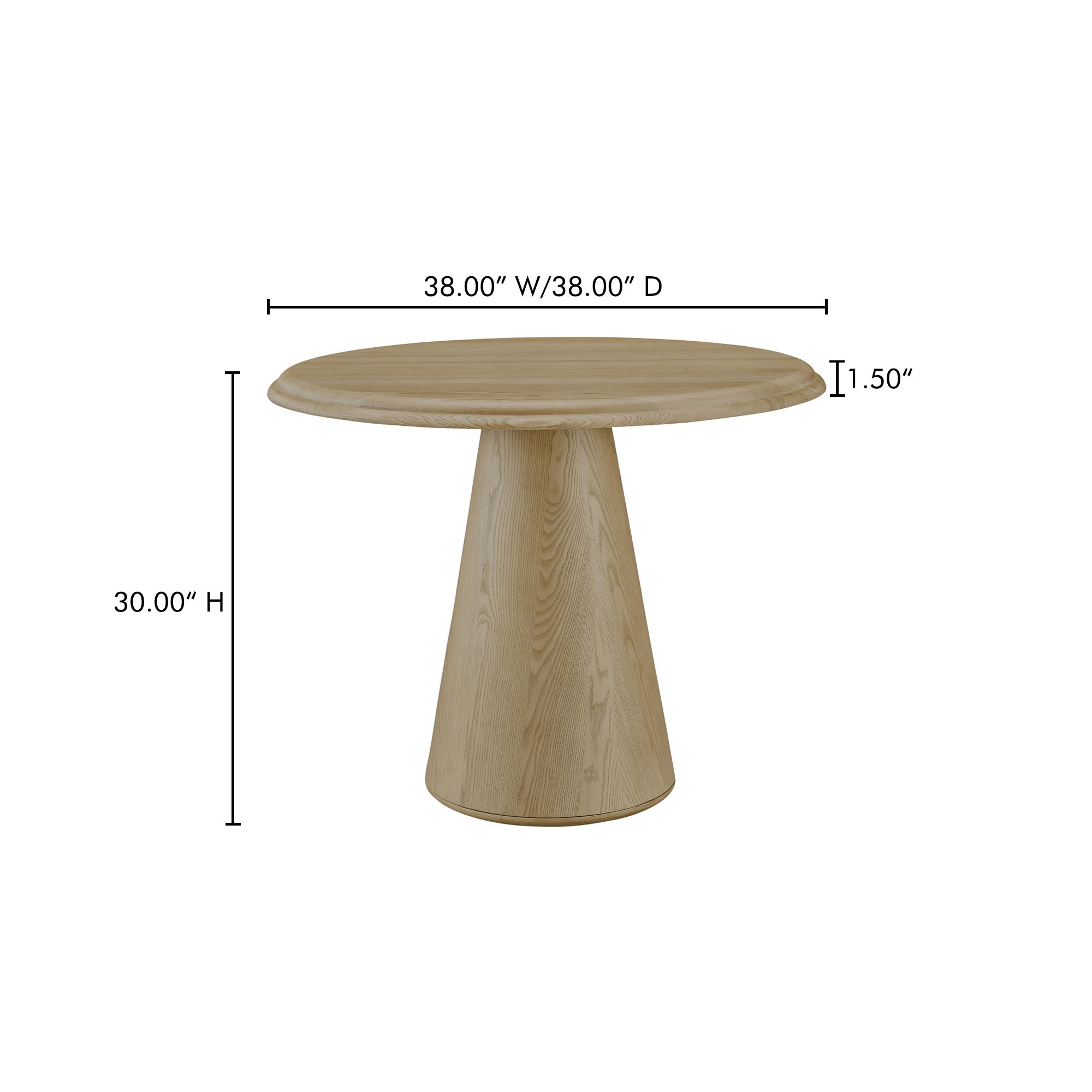 Tutto Cafe Table Natural, Coffee Table by Moe's Home, 38" width x 30" height x 38" depth View 8