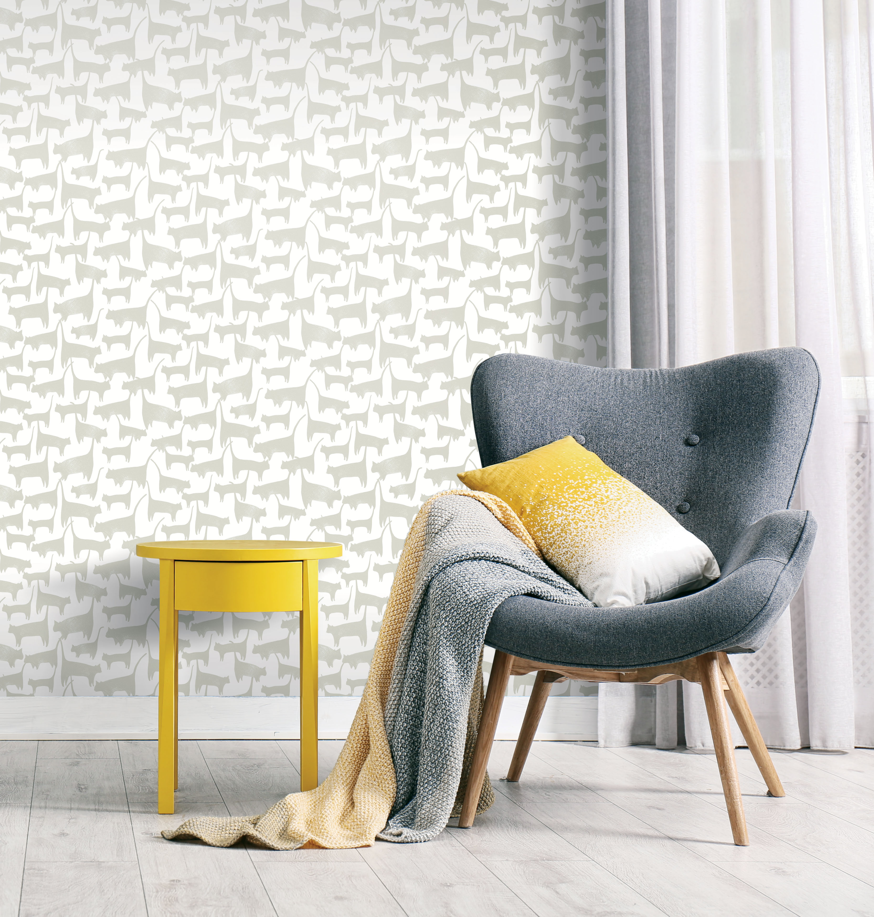 Cat Tails Beige Peel & Stick Wallpaper large image 