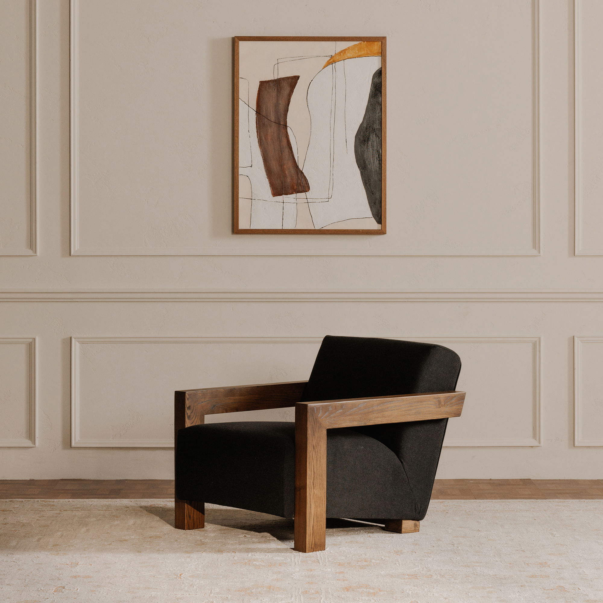 Garnet Lounge Chair Charcoal Wool Blend large image 