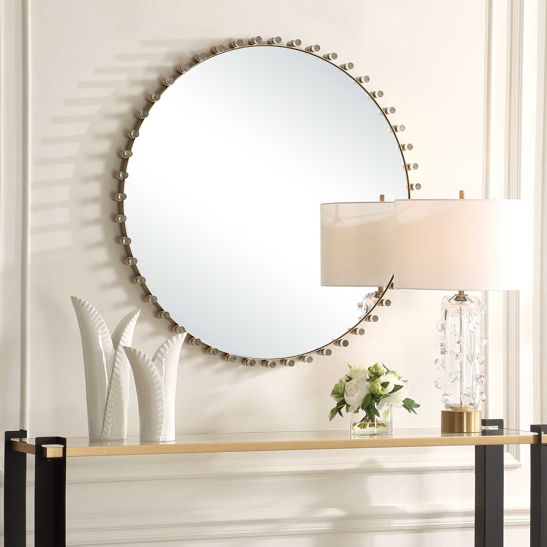 Avelyne Round Mirror, by Uttermost, 37.25" width x 37.25" height x 2.37" depth View 4