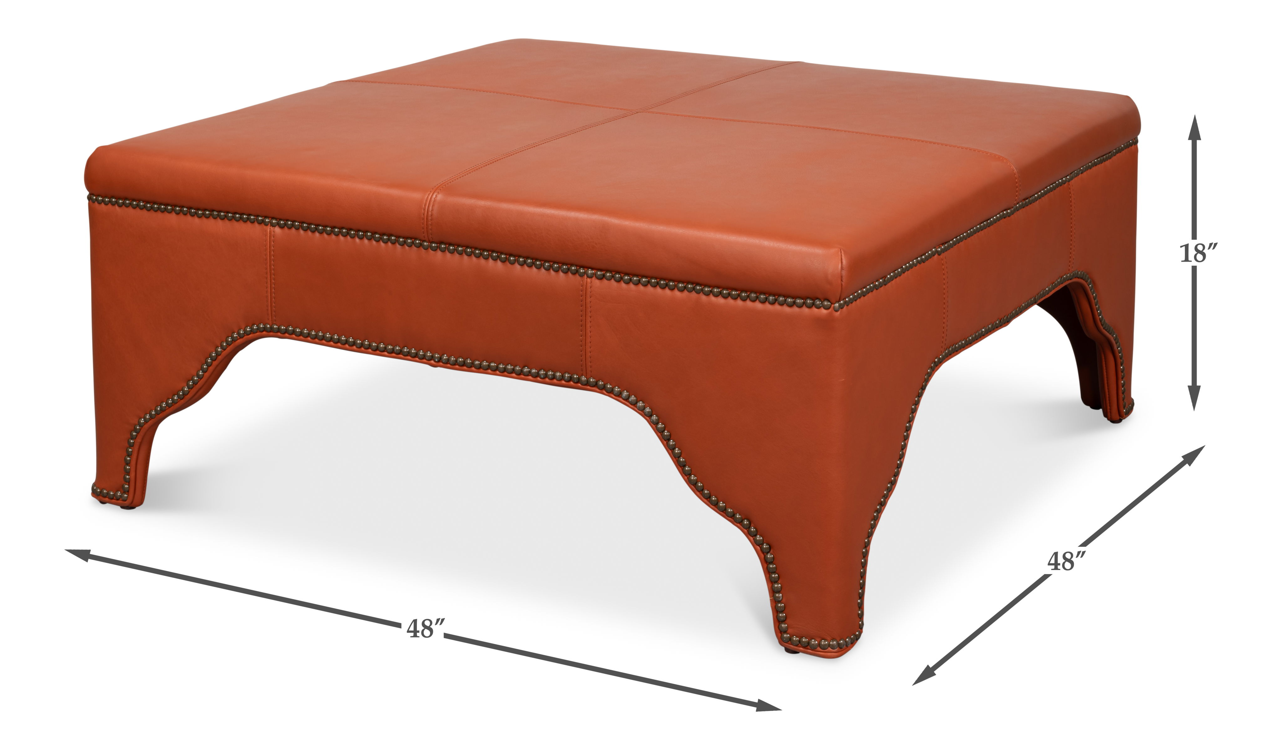 Streetman Cocktail Ottoman, Hermes Brown, Seating by Sarreid, 48" length x 48" width x 18" height View 26