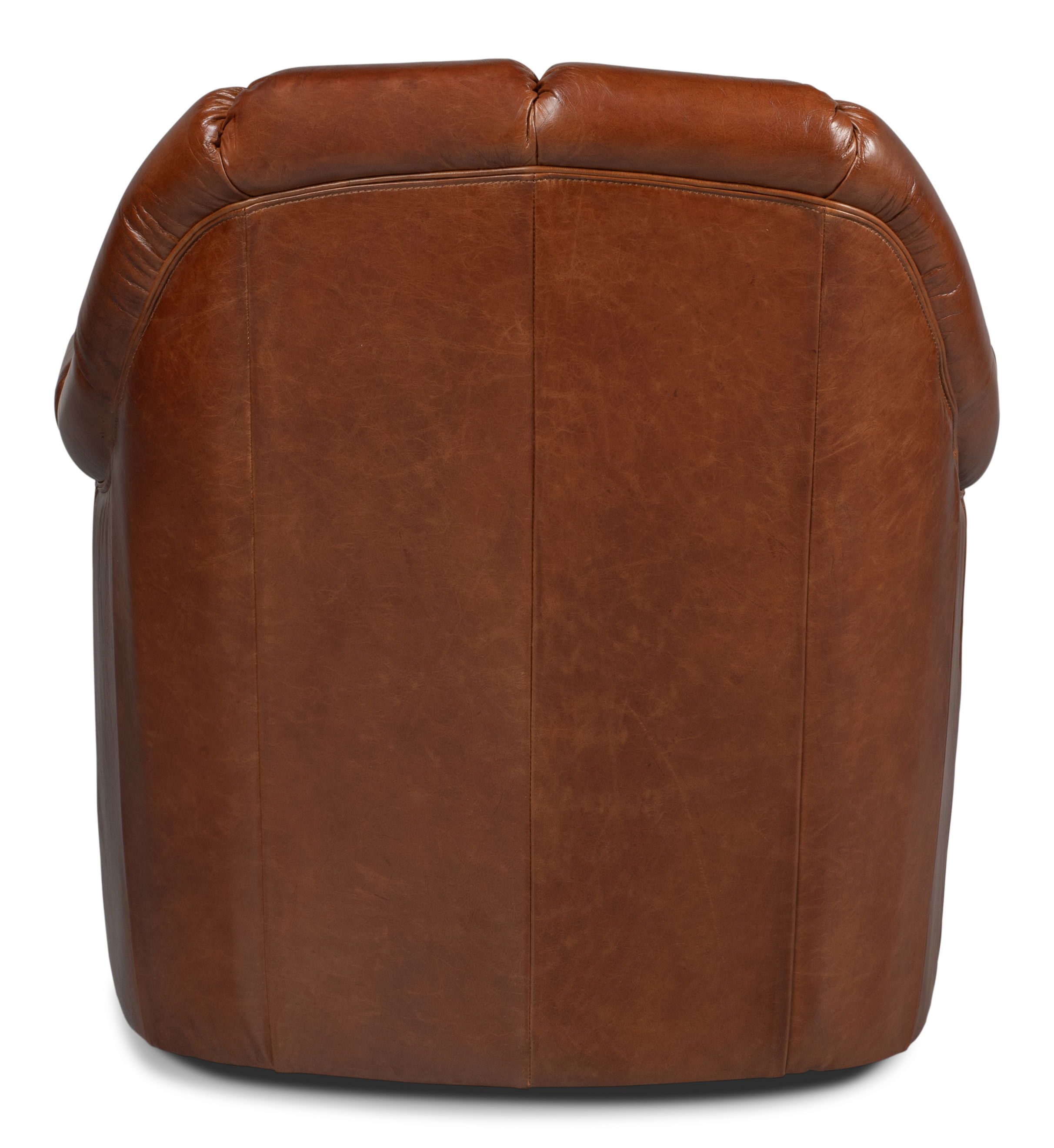 Scoth Swivel Chair In Distilled Leather, Seating by Sarreid, 35" length x 39" width x 35" height View 10