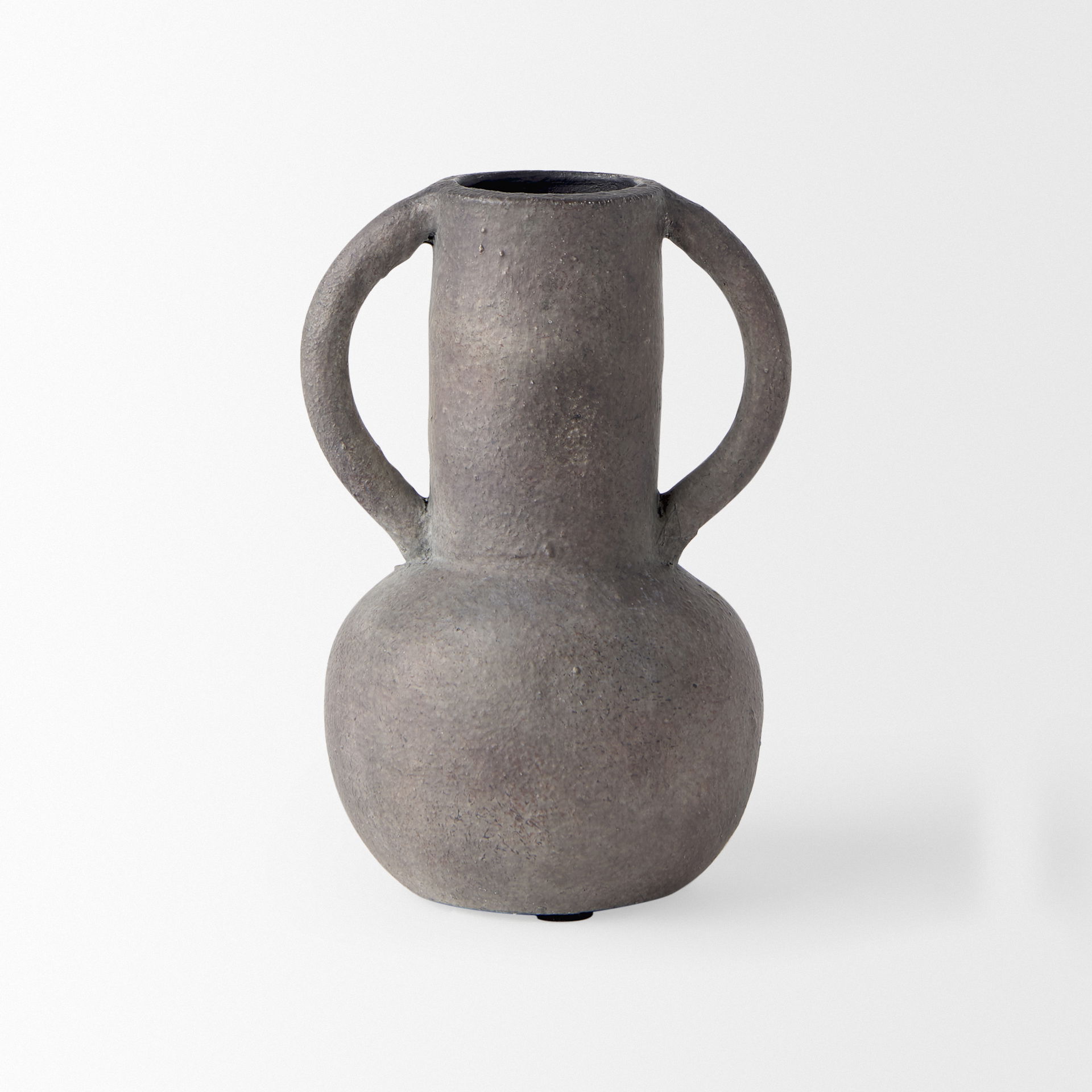 Armani 6.7H Brown-Gray Double Ear Vase, by Mercana, 4.92" length x 4.13" width x 6.69" height View 4