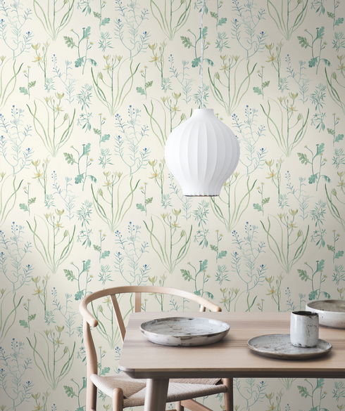 Alpine Botanical White Wallpaper