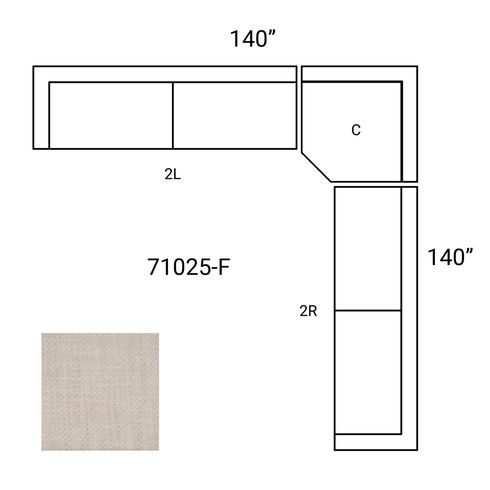 Warner Oatmeal 3 Piece Sofa Set with Corner Piece