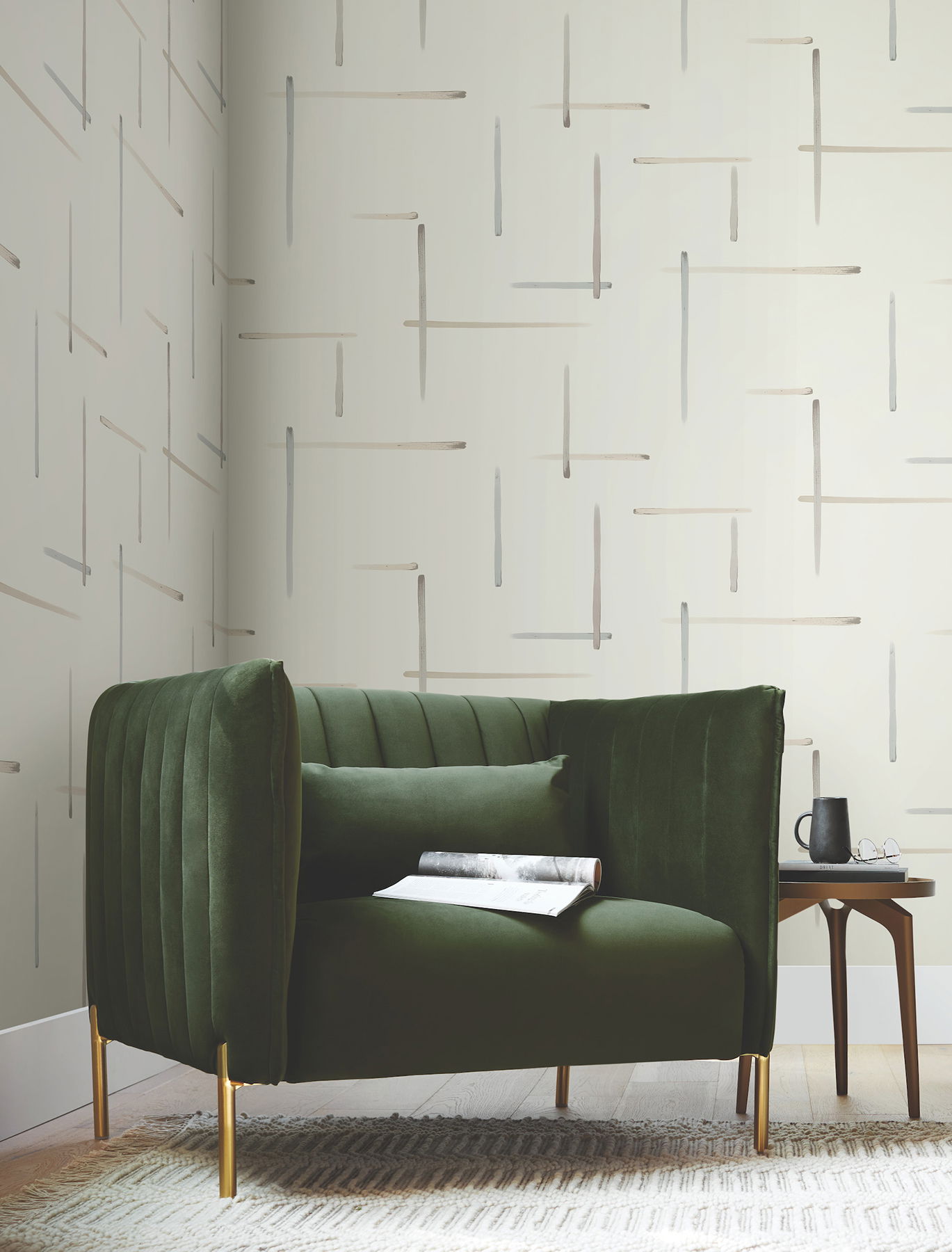 Gilded Sumi-E Neutral & Glint Wallpaper large image 