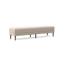 Online Designer Bedroom Emmett Upholstered King Bench 74 Inch x 18 Inch Performance Coastal Linen Sand Cool Walnut