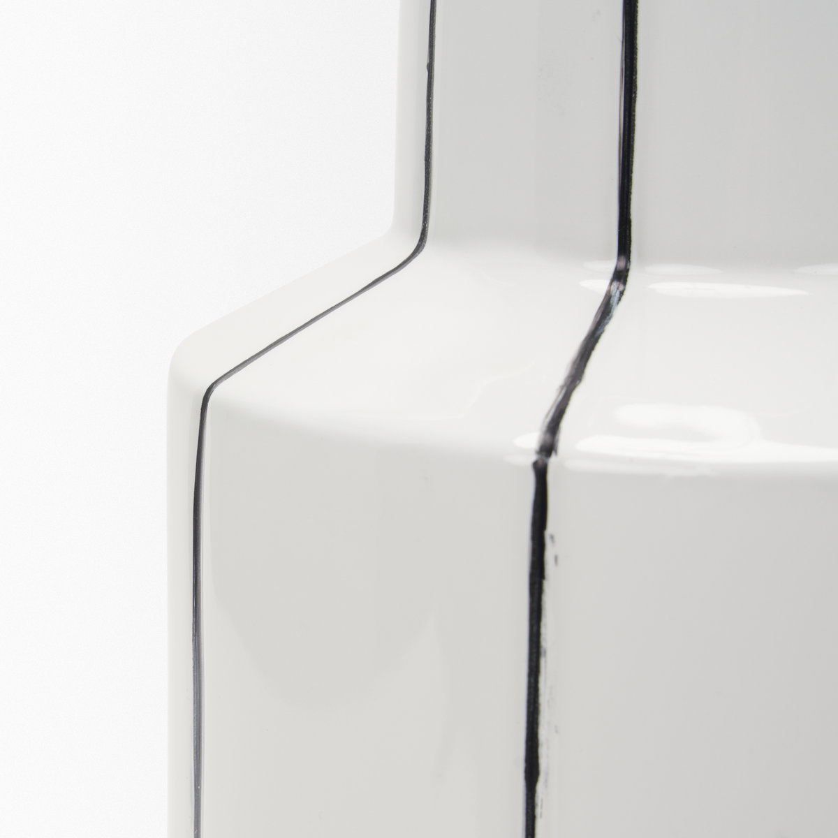 Dinah Small White with Black Stripes  Ceramic Vase, by Mercana, 8.07" length x 8.07" width x 12.99" height View 9