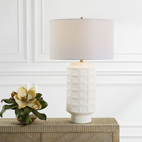 Window Pane White Table Lamp
