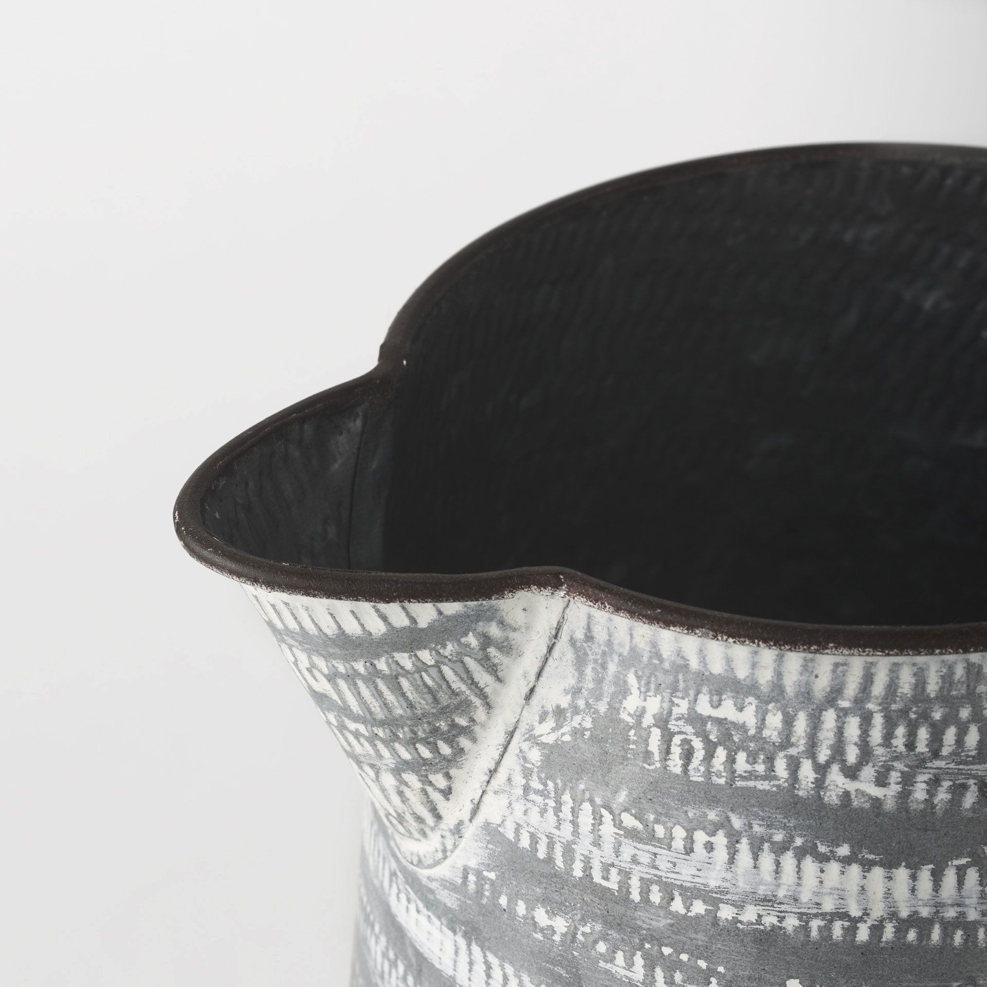 Serena II 11.2H Large Gray/White Textured Metal Jug, Decorative Jar by Mercana, 10" length x 7.1" width x 10.6" height View 6