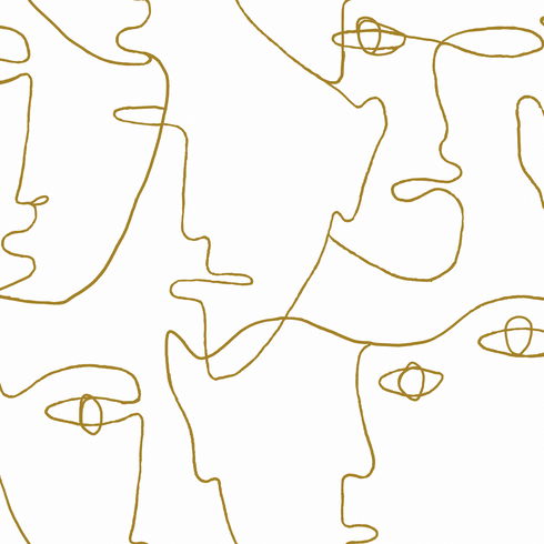 Pablo Portraits  Gold Metallic Peel & Stick Wallpaper