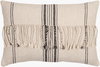 Linen Stripe Embellished Lumbar Pillow, Decorative Pillow by Surya, 13" length x 20" width thumbnail