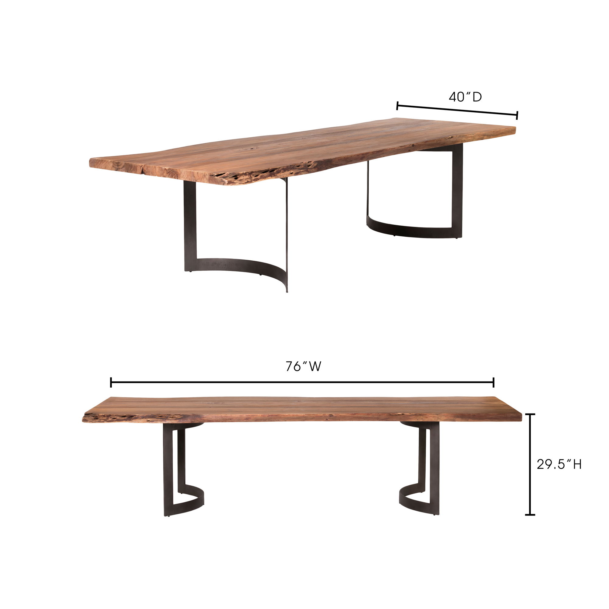 Bent Dining Table Extra Small, by Moe's Home, 78" width x 29.5" height x 40" depth View 11