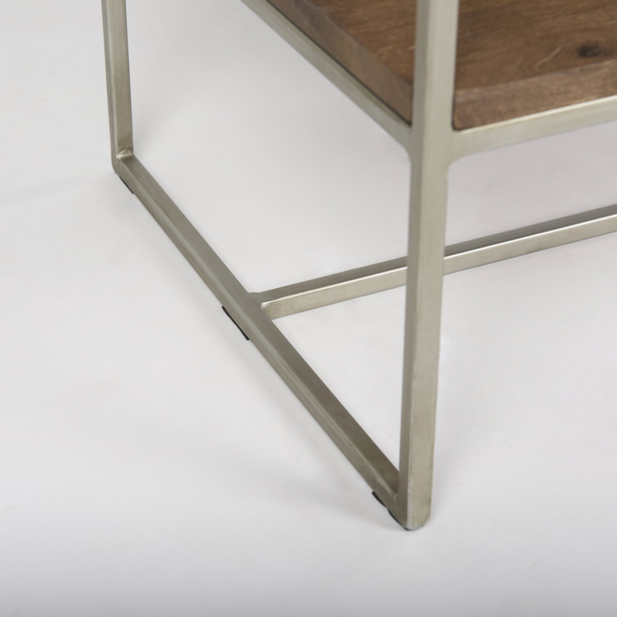 Morris II 19.75 x 15 x 72.5 Brown Wood and Silver Metal Frame 4 Shelf Shelving Unit, Shelving & Bookcase by Mercana, 19.75" length x 15" width x 72.5" height View 12