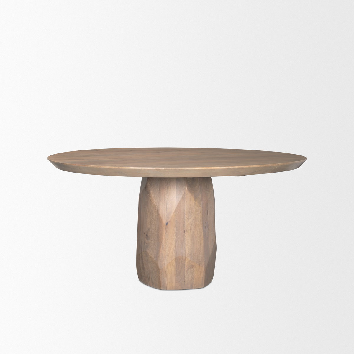 Fitzgerald 60' Round Pedestal Dining Table | Light Brown Wood | Seats 6, by Mercana, 60" length x 60" width x 30" height View 4