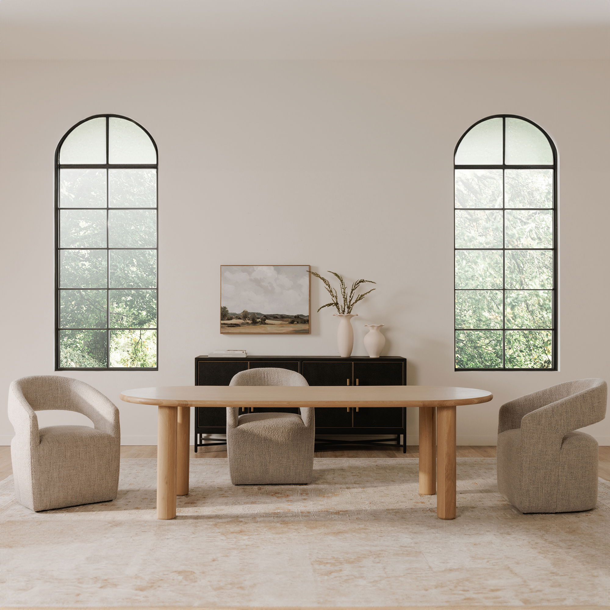 Milo Large Dining Table Oak, by Moe's Home, 96" width x 29.5" height x 42" depth View 10