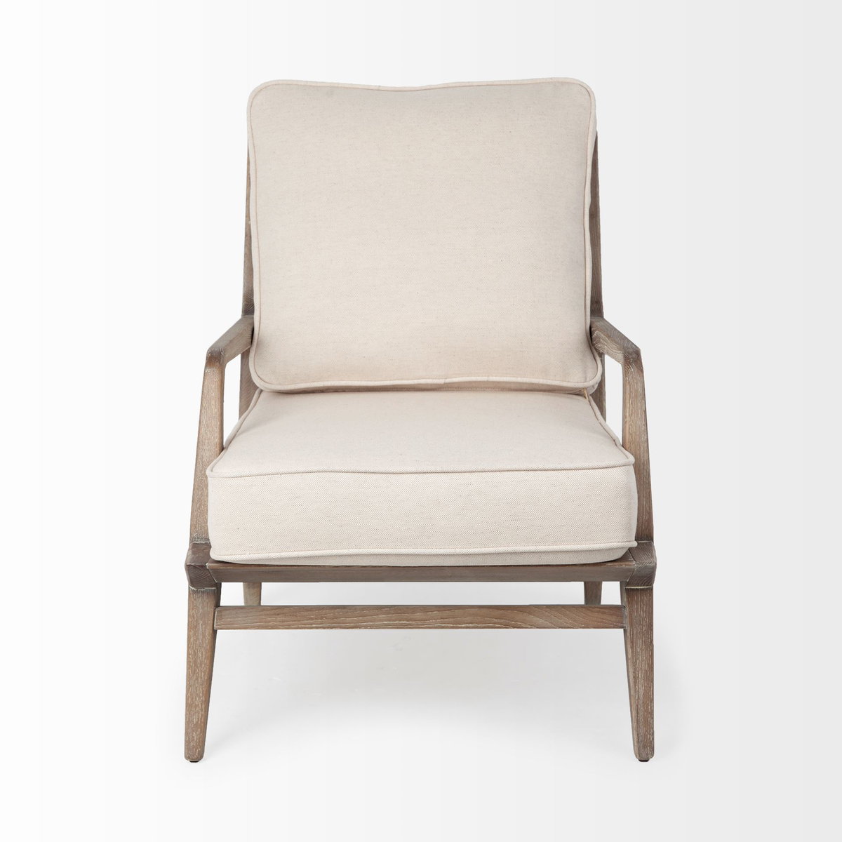 Harman II Off-White Fabric Seat with Wood Frame Accent Chair, by Mercana, 31.1" length x 24.5" width x 30.12" height View 5