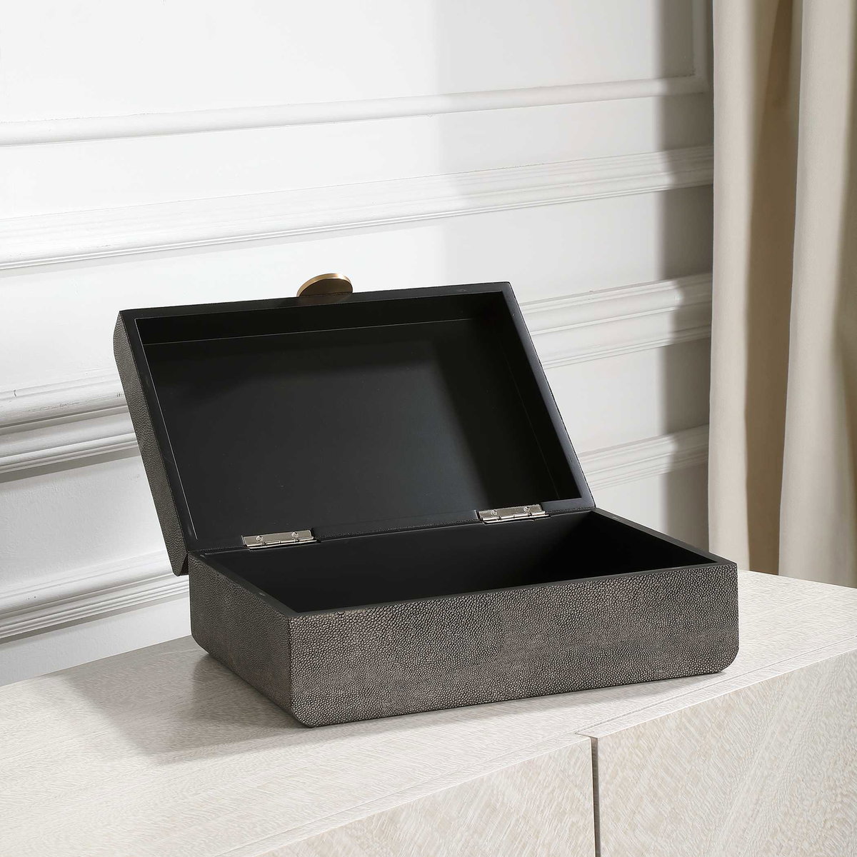 Lalique Art Deco Box, Boxe by Uttermost, 12.5" width x 4.5" height x 9" depth View 3