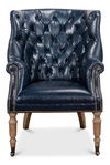 Welsh Blue Leather Chair thumbnail 1