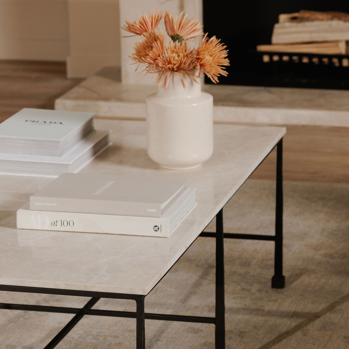 River Coffee Table Botticino Marble, by Moe's Home, 52.5" width x 17" height x 27.5" depth View 6