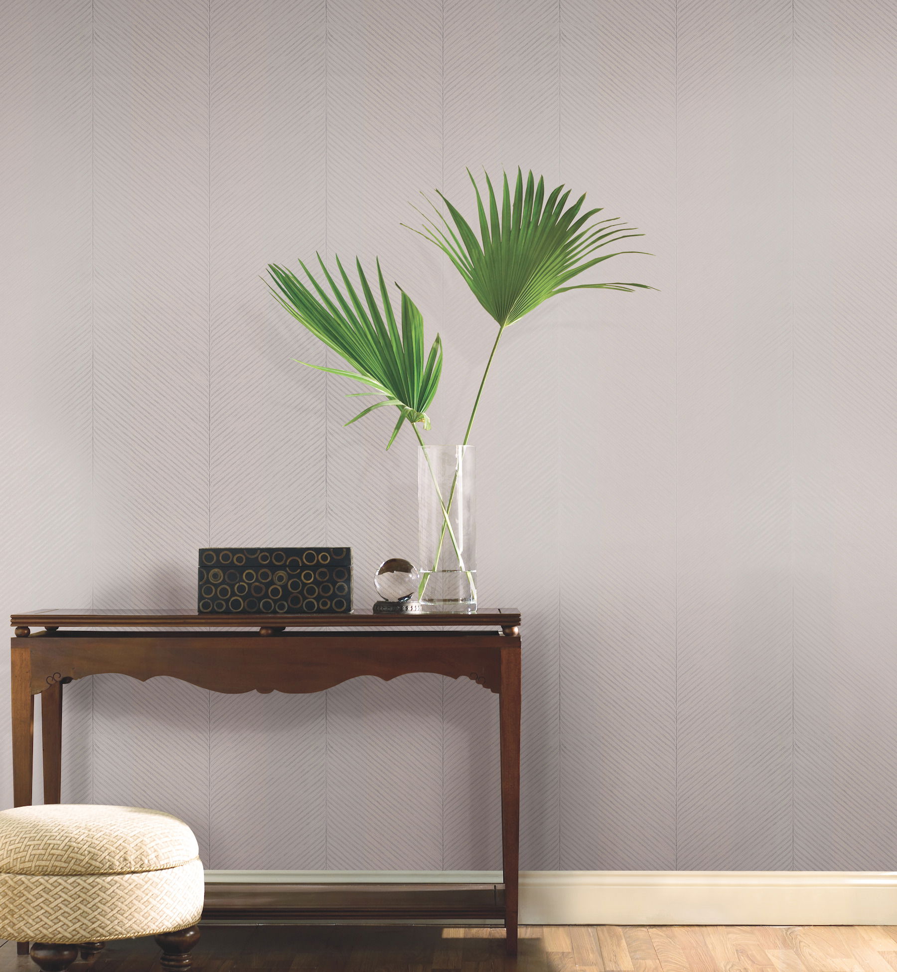 Palm Chevron Grey & Silver Wallpaper large image 