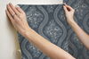 Magnolia Home Coverlet Floral Navy Peel & Stick Wallpaper, by York Wall, 20' length x 1'8.5" width x 0.02" depth thumbnail 11