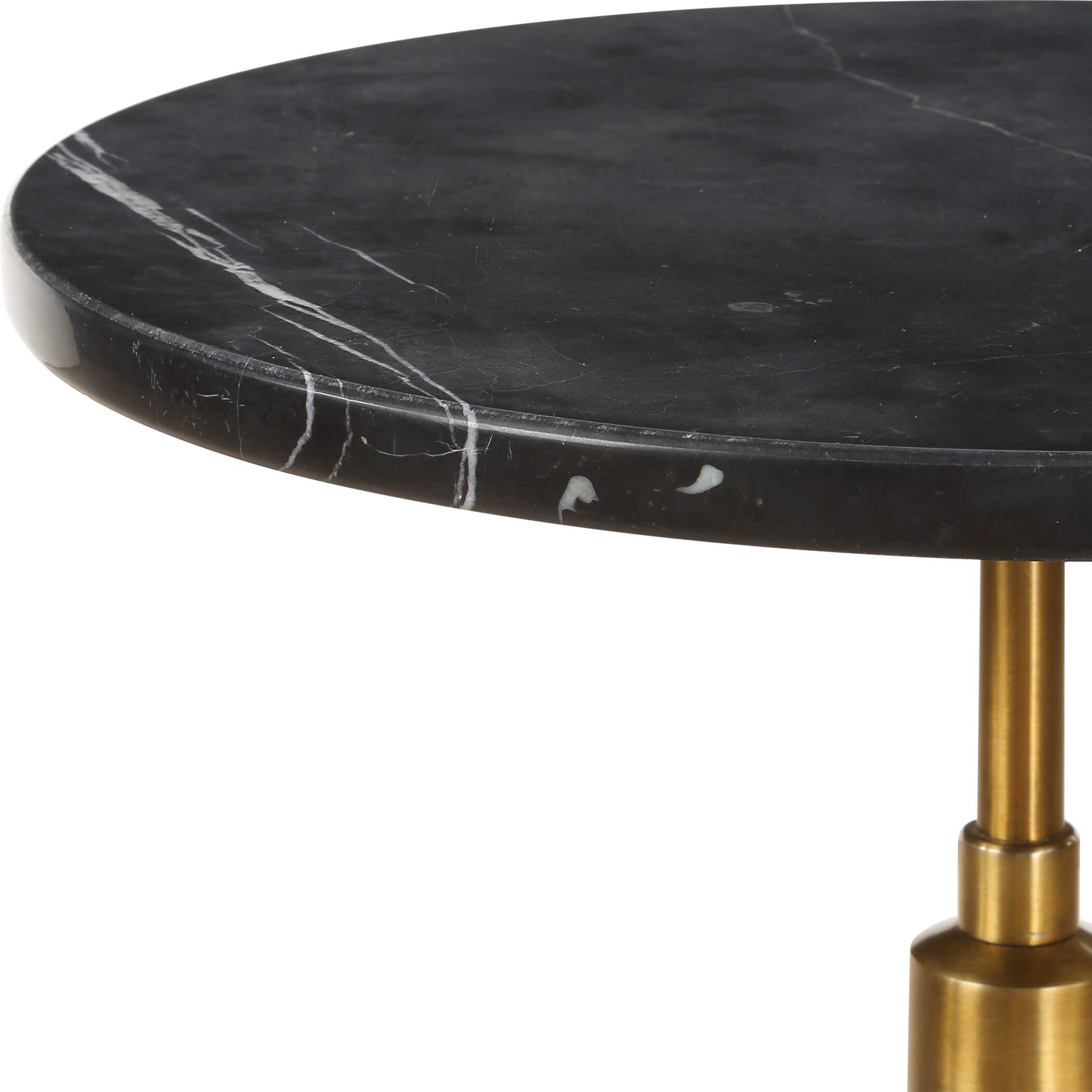 Rosston Black Marble Accent Table, Furniture by Uttermost, 13.75" width x 24" height x 13.75" depth View 7