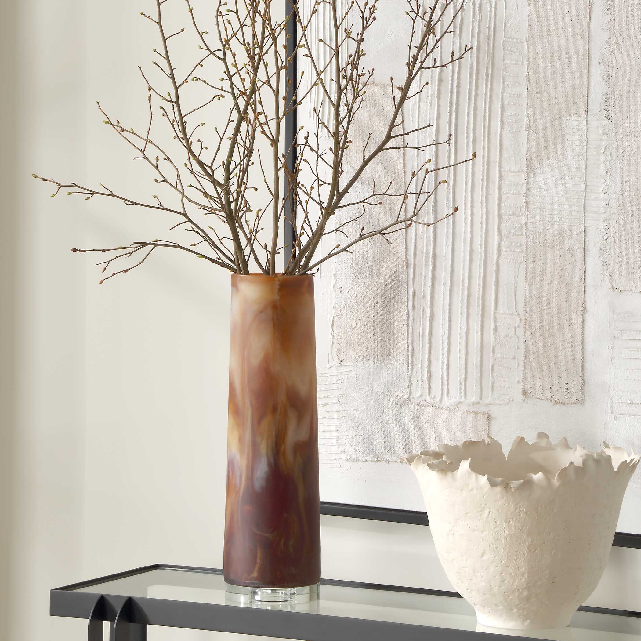 Iced Mocha Vase, Decorative by Uttermost, 6" width x 19.75" height x 6" depth View 3