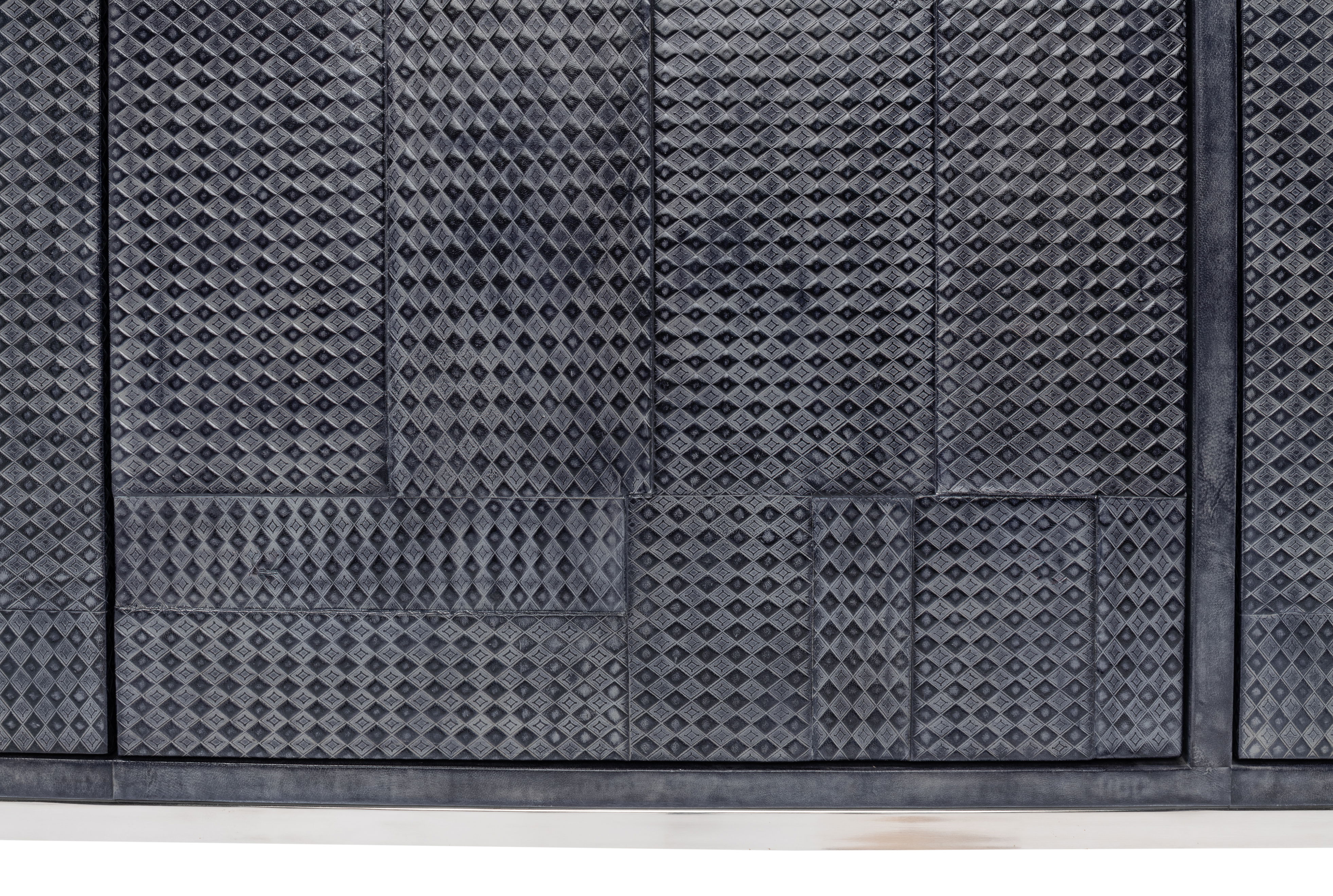 *Bronzini Credenza, Embossed Blue/Grey, Cabinets & Sideboard by Sarreid, 94" length x 20" width x 34" height View 7