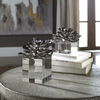 Indian Lotus Metallic Silver Flowers Set/2 thumbnail 5