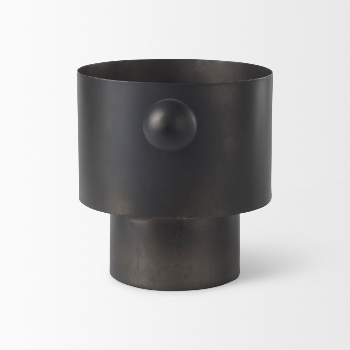 Juno 6.5H Medium Black Iron Vase, by Mercana, 8.5" length x 6" width x 6.5" height View 5